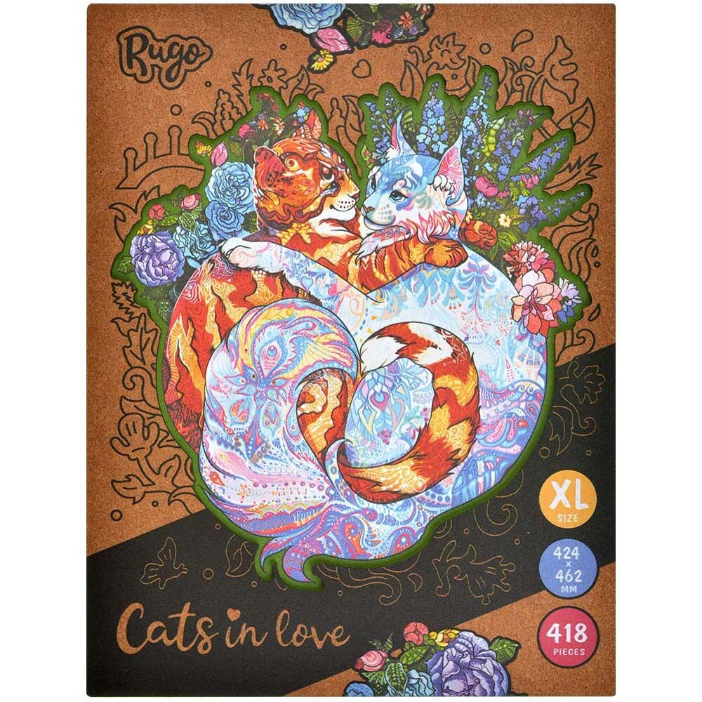 Пазл Rugo деревянный Влюбленные Кошки XL 418 деталей