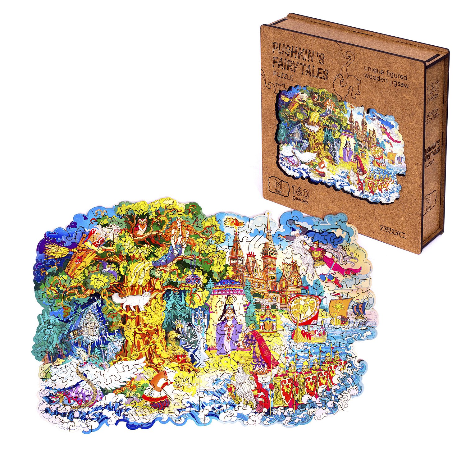 Пазл Zufa деревянный "Сказки Пушкина" размер М  (160 деталей)