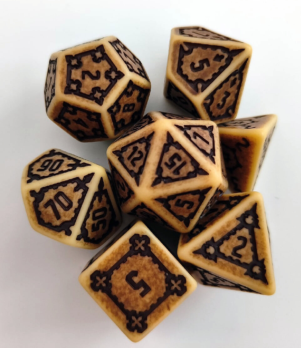 Набор кубиков для RPG 7 шт "Слоновая кость" увеличенного размера 
