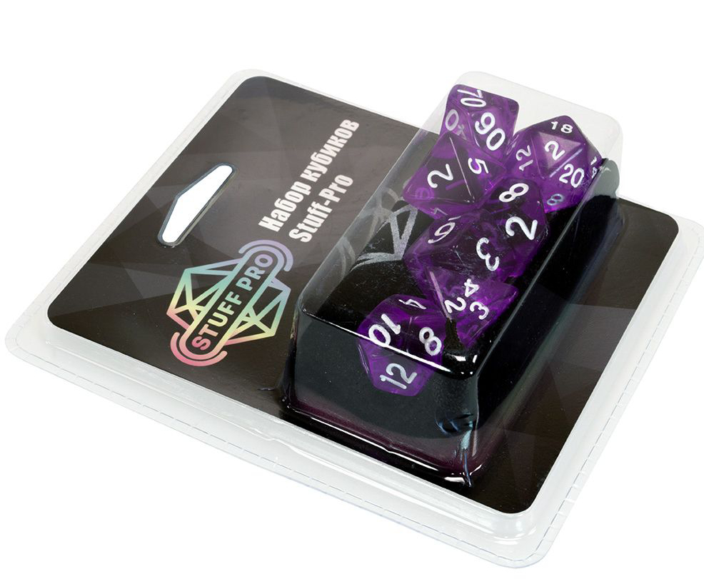 Набор кубиков Stuff-Pro (7 шт, 16 мм) прозрачный фиолетовый
