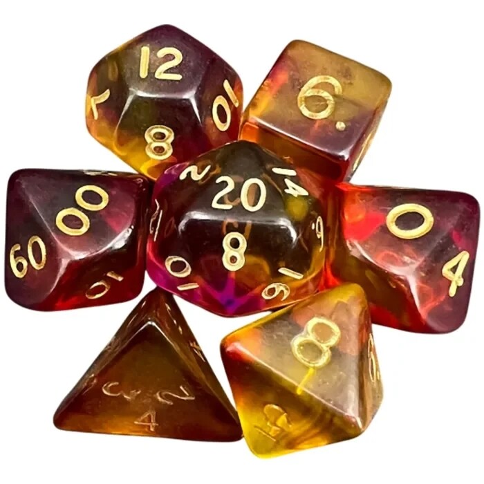 Набор кубиков для НРИ Blitz Poly Dice - Trans Yellow & Purple