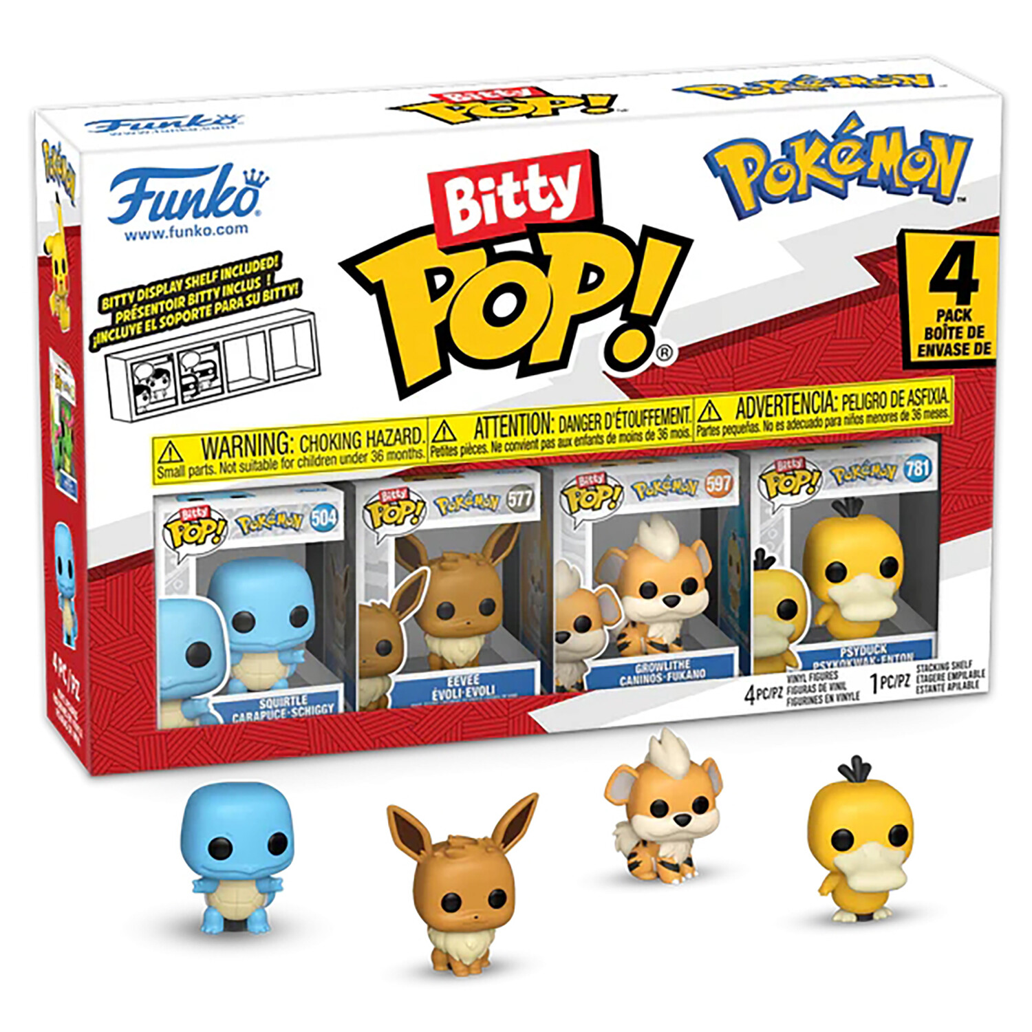Фигурка Funko Bitty POP! Pokemon Squirtle+Eevee+Growlithe+Psyduck