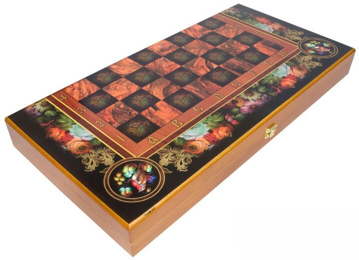 Шахматы, шашки, нарды большие 3в1 (50х50) - Цветы