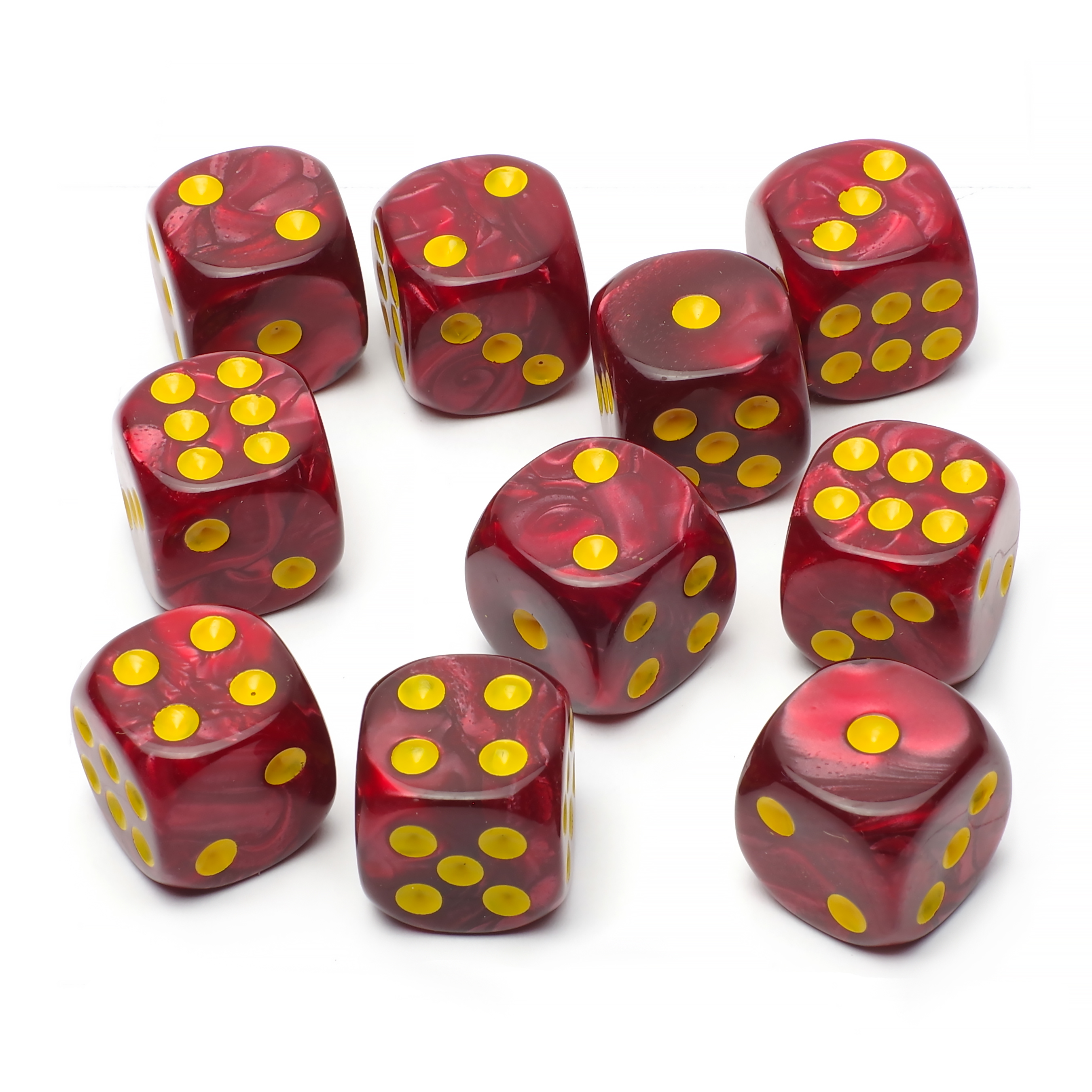 Набор кубиков STUFF-PRO d6 (10 шт., 16мм, нефритовые) красные