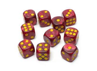 Набор кубиков STUFF-PRO d6 (10 шт., 16мм, нефритовые) красные