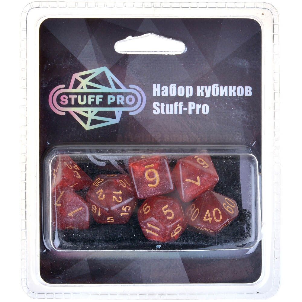 Набор кубиков Stuff-Pro (7 шт, 16 мм) жемчужный красный