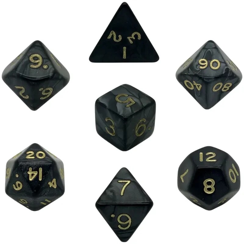 Набор кубиков для НРИ Pearl Poly Dice - Black