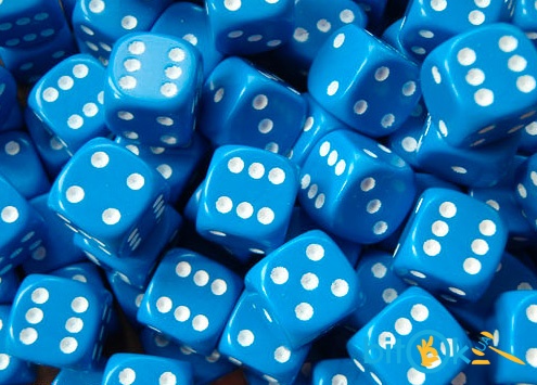 Кубик D6  12 мм синий 1 шт