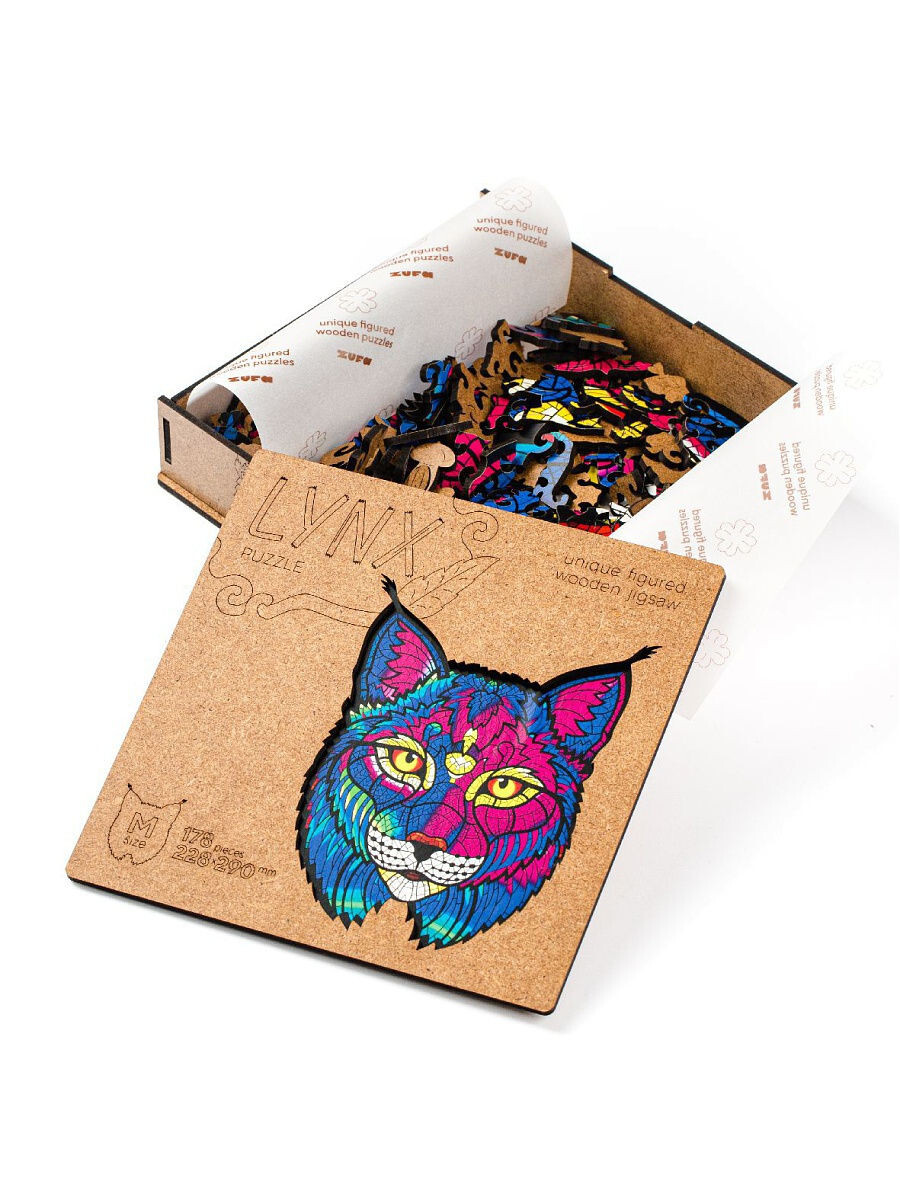 Пазл Zufa деревянный "Рысь" размер М (178 деталей)