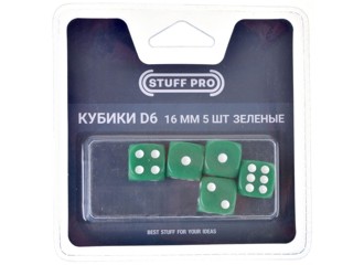 Набор кубиков STUFF-PRO d6 (5 шт., 16мм) зеленые