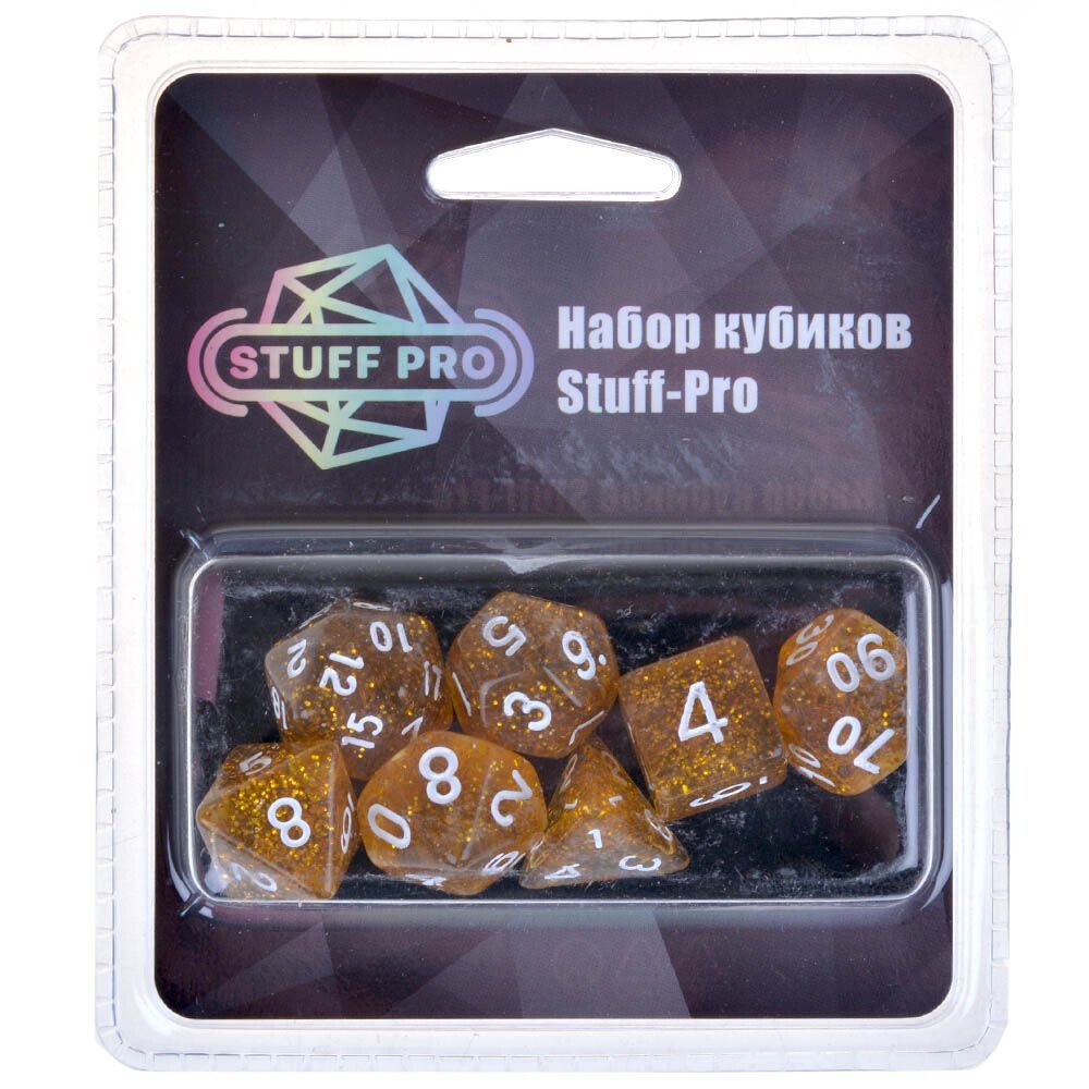 Набор кубиков Stuff-Pro (7 шт, 16 мм) блестящий желтый