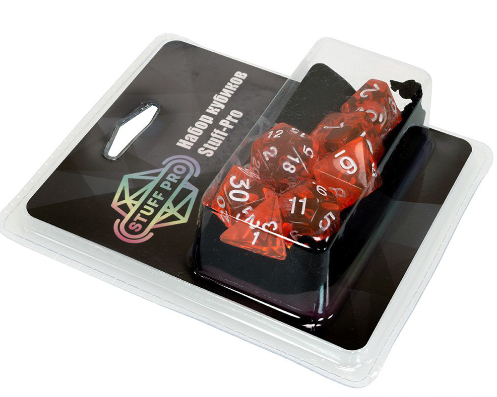 Набор кубиков Stuff-Pro (7 шт, 16 мм) прозрачный оранжевый