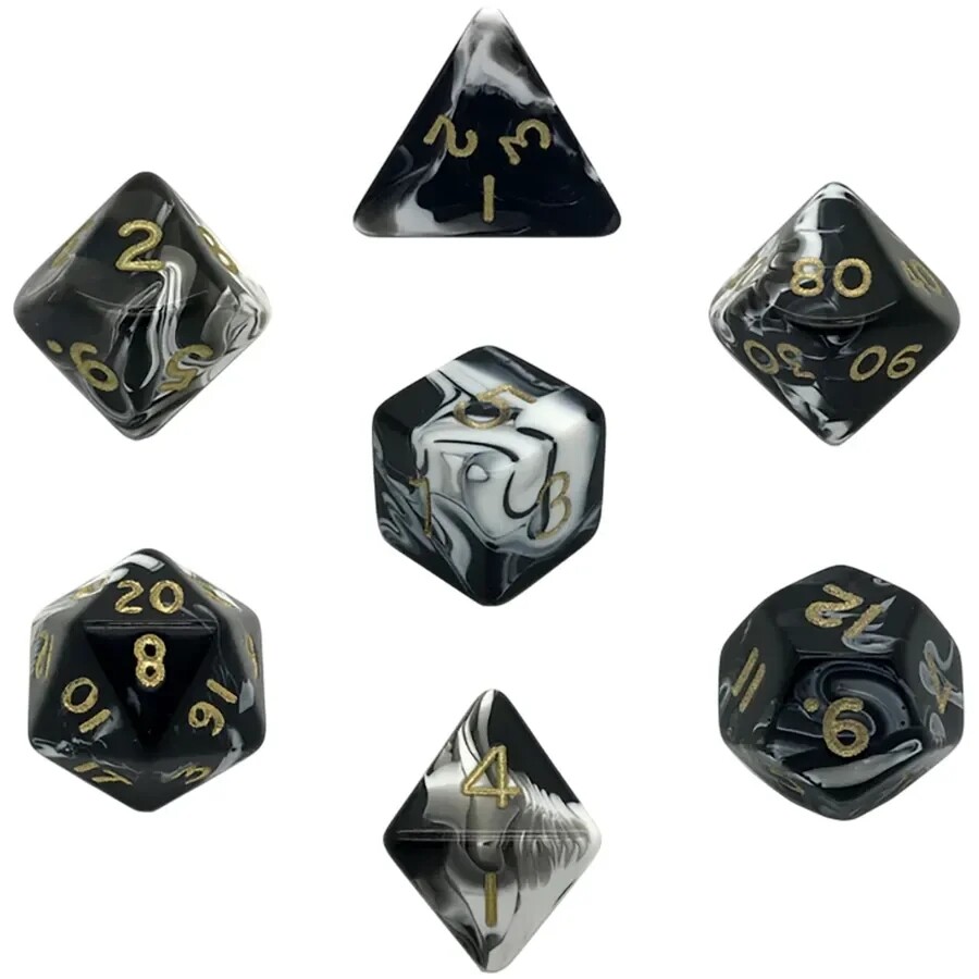 Набор кубиков для НРИ Marble Poly Dice - Black