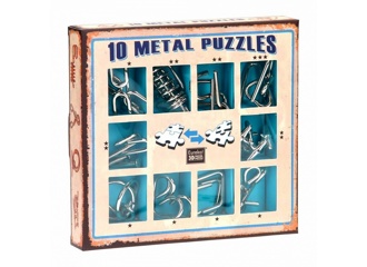 Набор из 10 металлических головоломок (синий)