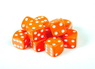 Набор из 10 кубиков D6, 16 мм. Оранжевый с белыми точками в блистере