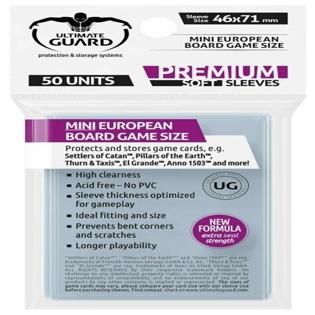 Протекторы Ultimate Guard Premium Soft (размер 46х71 мм) 50 шт.: прозрачные