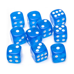 Набор кубиков STUFF-PRO d6 (10 шт., 16мм, прозрачные) голубые
