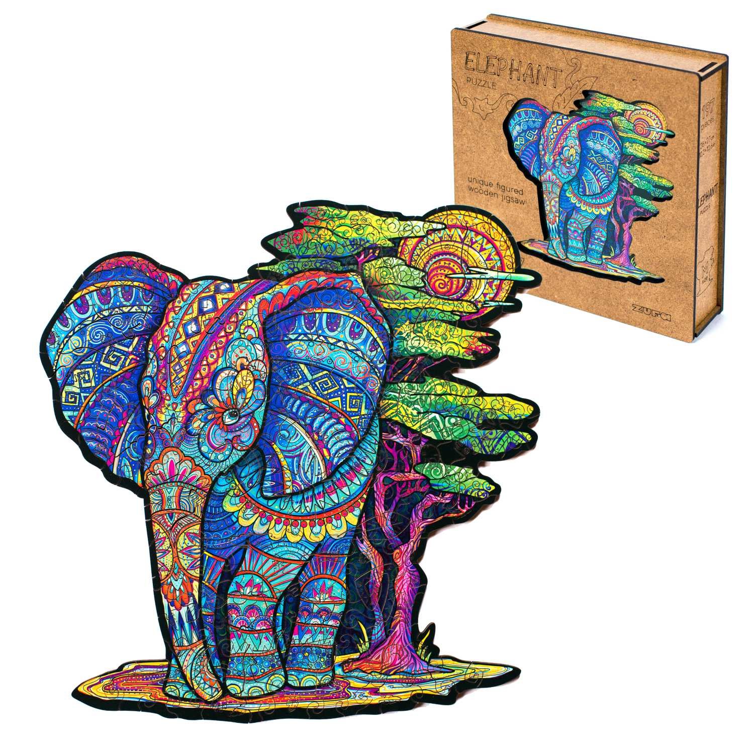 Пазл Zufa деревянный "Слон" размер М (2022) 