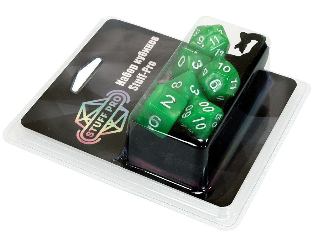 Набор кубиков Stuff-Pro (7 шт, 16 мм) нефритовый изумрудный