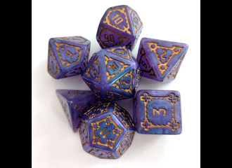 Набор кубиков для RPG 7 шт "Аметист" увеличенного размера (хамелеон фиолетово-синий)