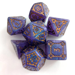Набор кубиков для RPG 7 шт "Аметист" увеличенного размера (хамелеон фиолетово-синий)