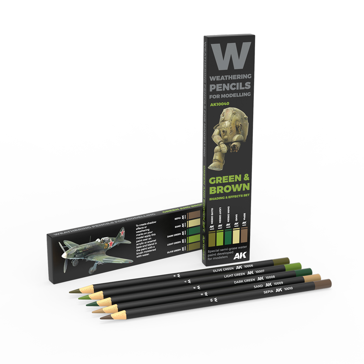 AK: WATERCOLOR PENCIL SET GREEN AND BROWN CAMOUFLAGES AK10040