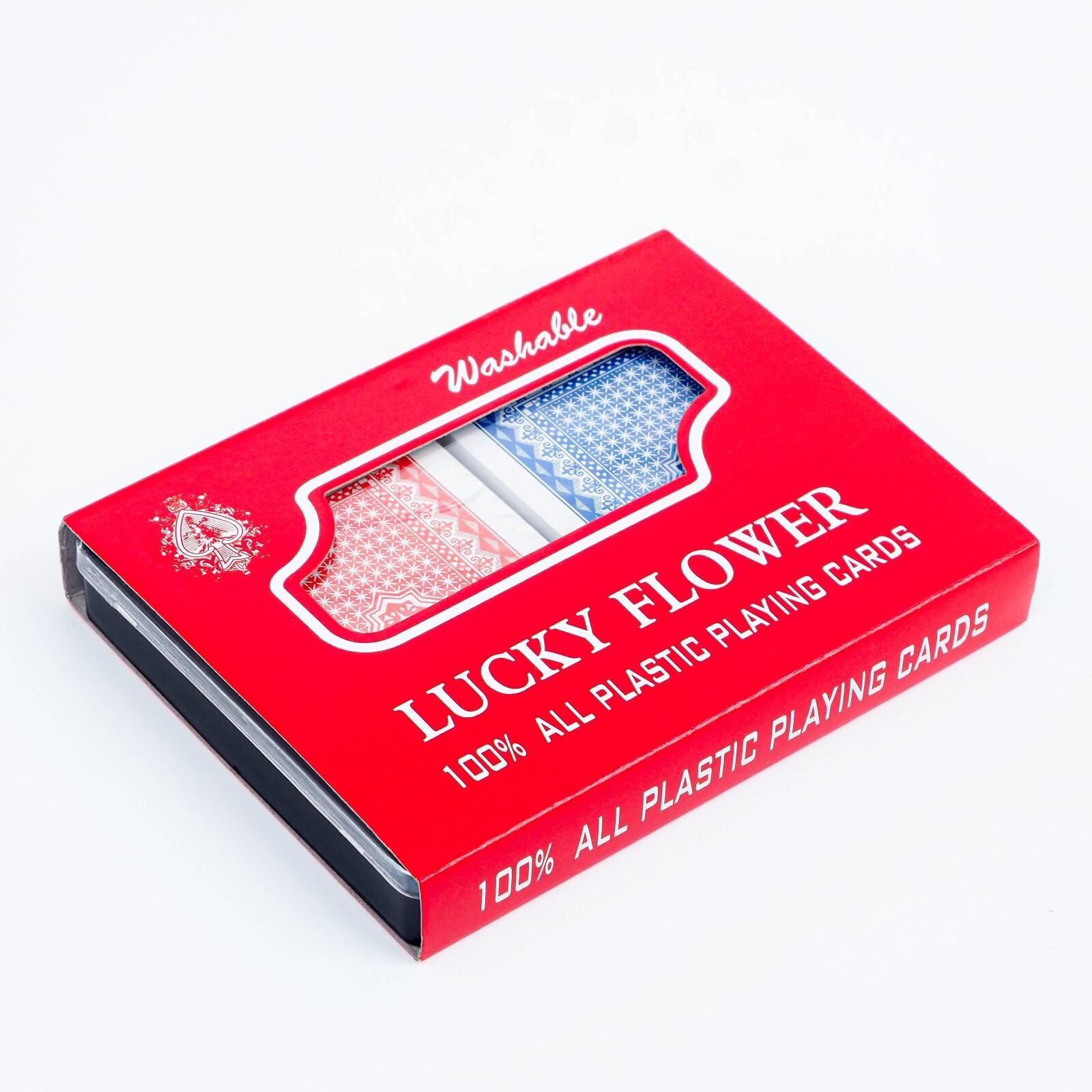 Карты игральные пластиковые "Lucky flower", 2 колоды по 54 шт