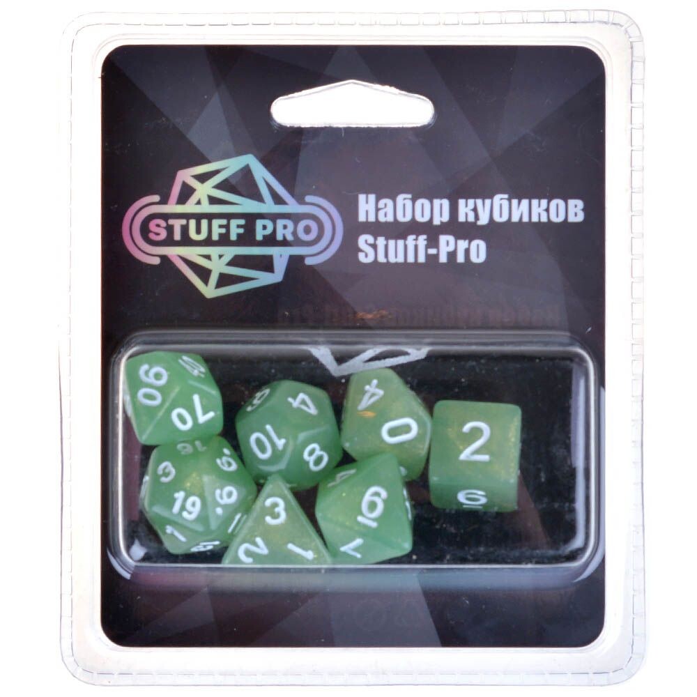 Набор кубиков Stuff-Pro (7 шт, 16 мм) жемчужный зеленый