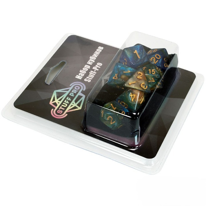 Набор кубиков Stuff-Pro (7 шт, 16 мм) звездный синий желтый