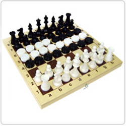 Шахматы + шашки пластиковые с деревянной доской