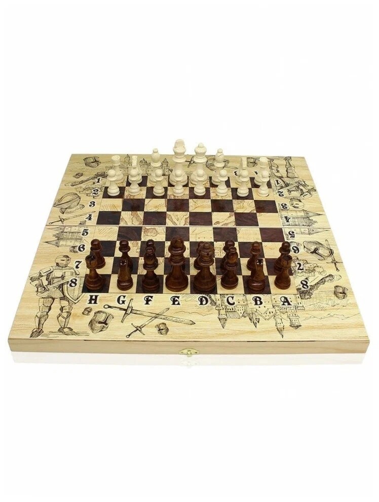 Шахматы, шашки, нарды большие 3в1 (50х50) - Рыцари