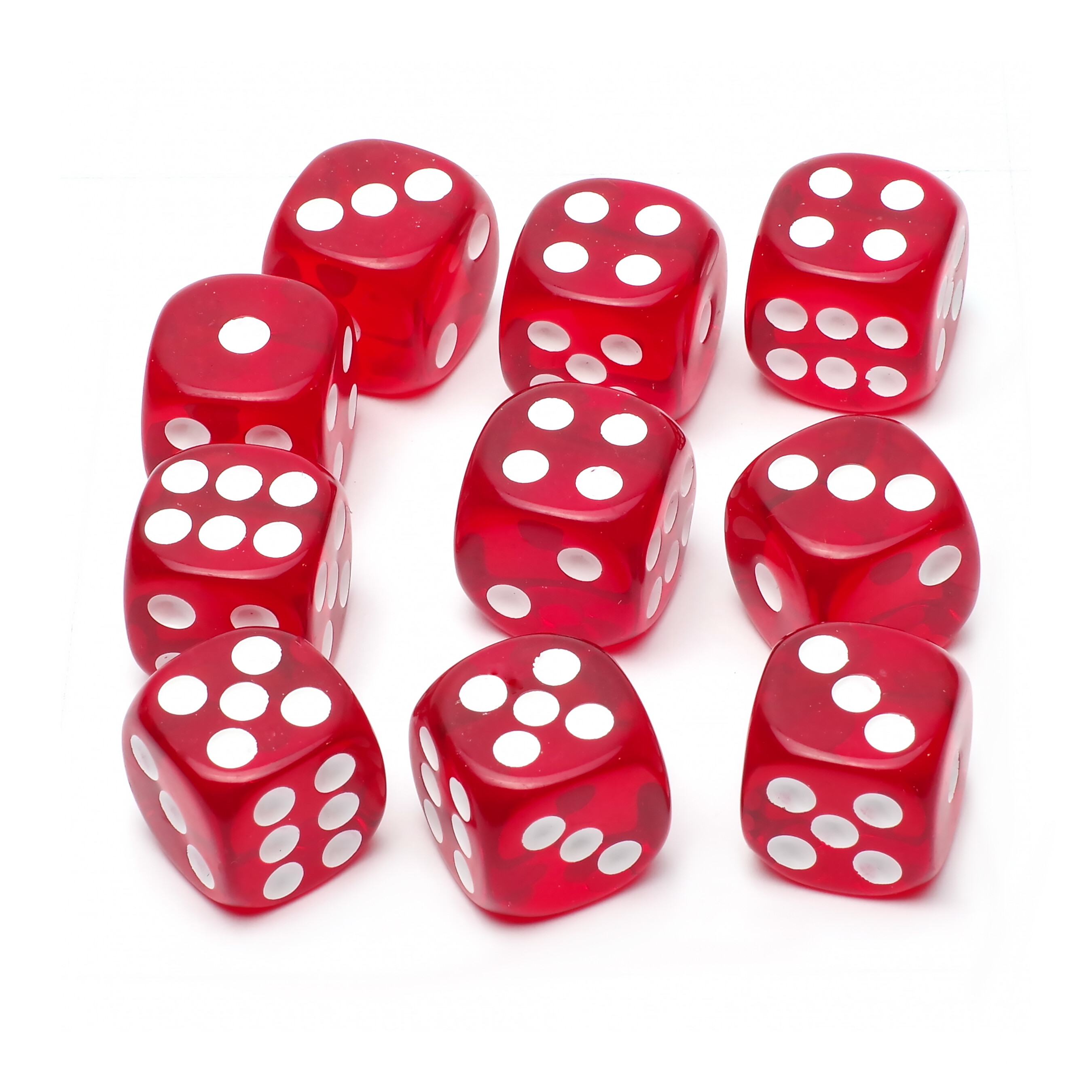 Набор кубиков STUFF-PRO d6 (10 шт., 16мм, прозрачные) красные