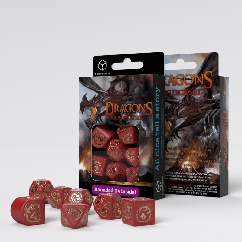 Набор кубиков Dragons Modern Dice Set Red & gold