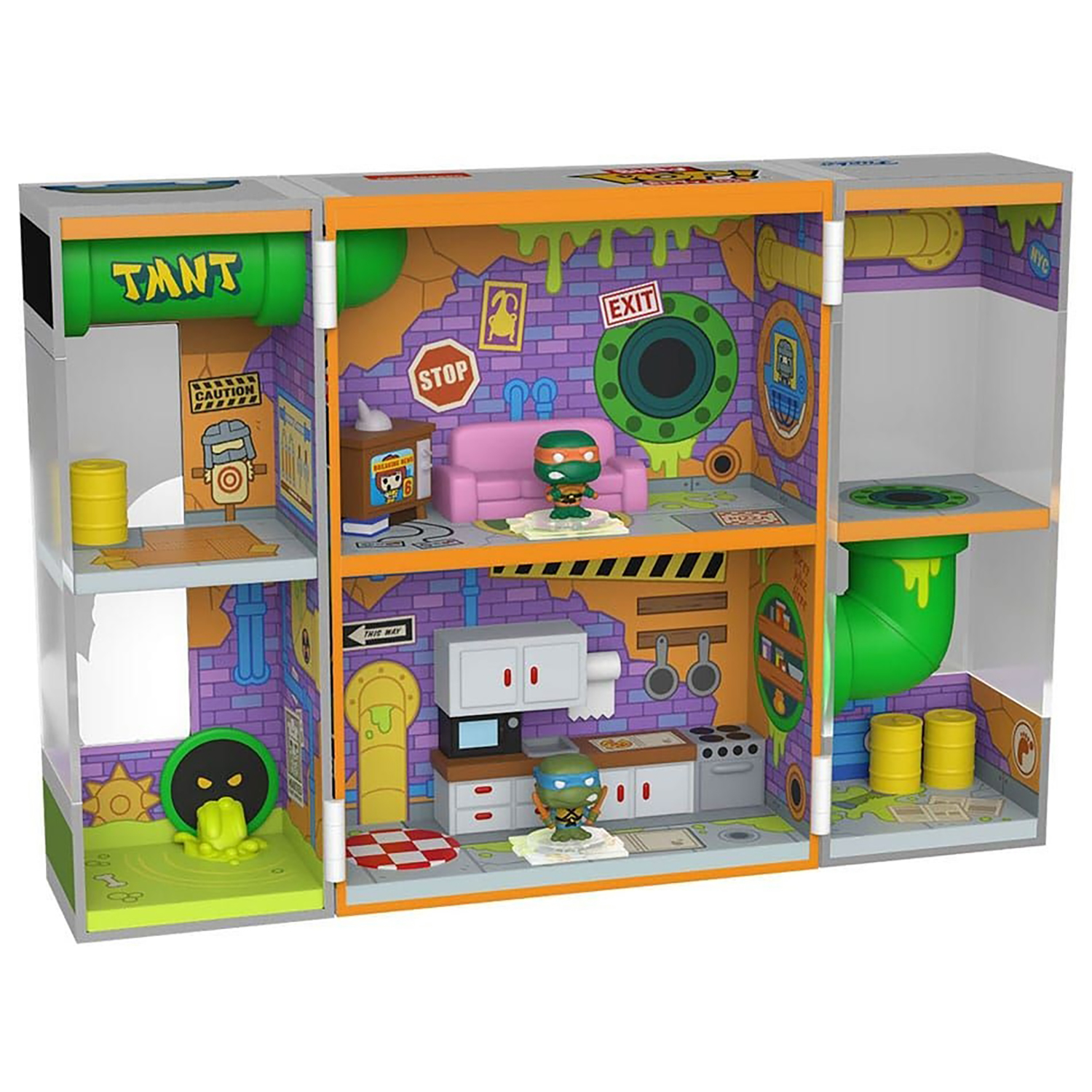 Фигурка Funko Bitty POP!  Bitty Box TMNT Sewer Lair +2 Bitty POP! Michelangelo+Leonardo