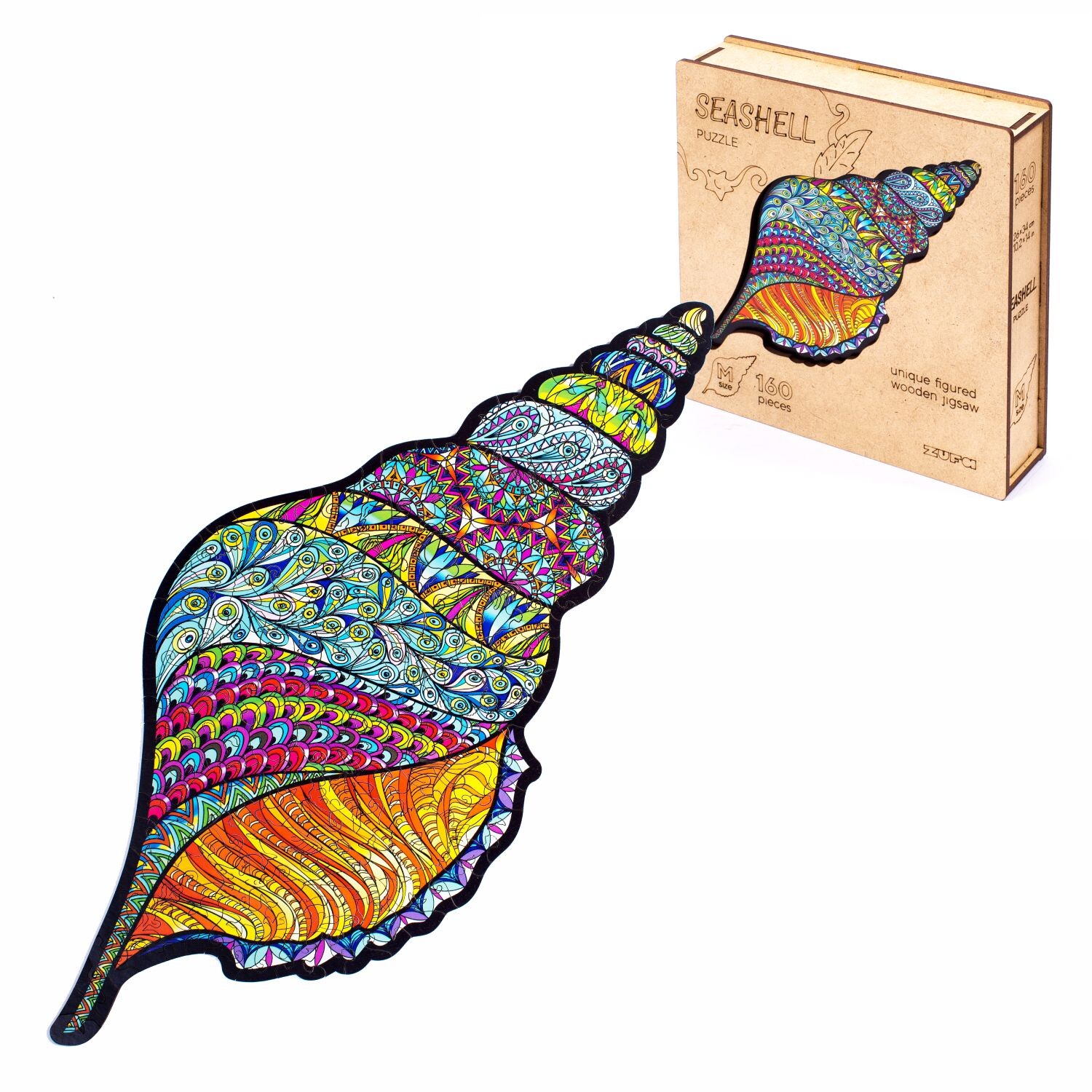 Пазл Zufa деревянный "Ракушка" размер М  (160 деталей)