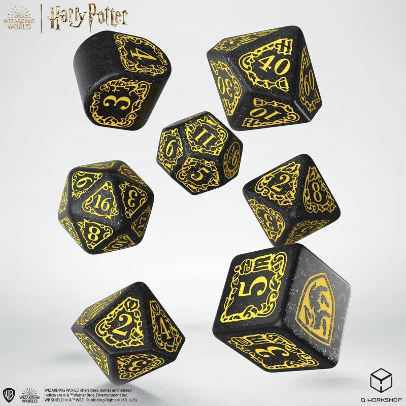 Набор кубиков Harry Potter. Hufflepuff Modern Dice Set: Black, 7 шт.