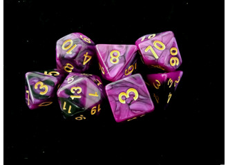 Набор кубиков для RPG 7 шт.  перламутровые фиолетово-черные