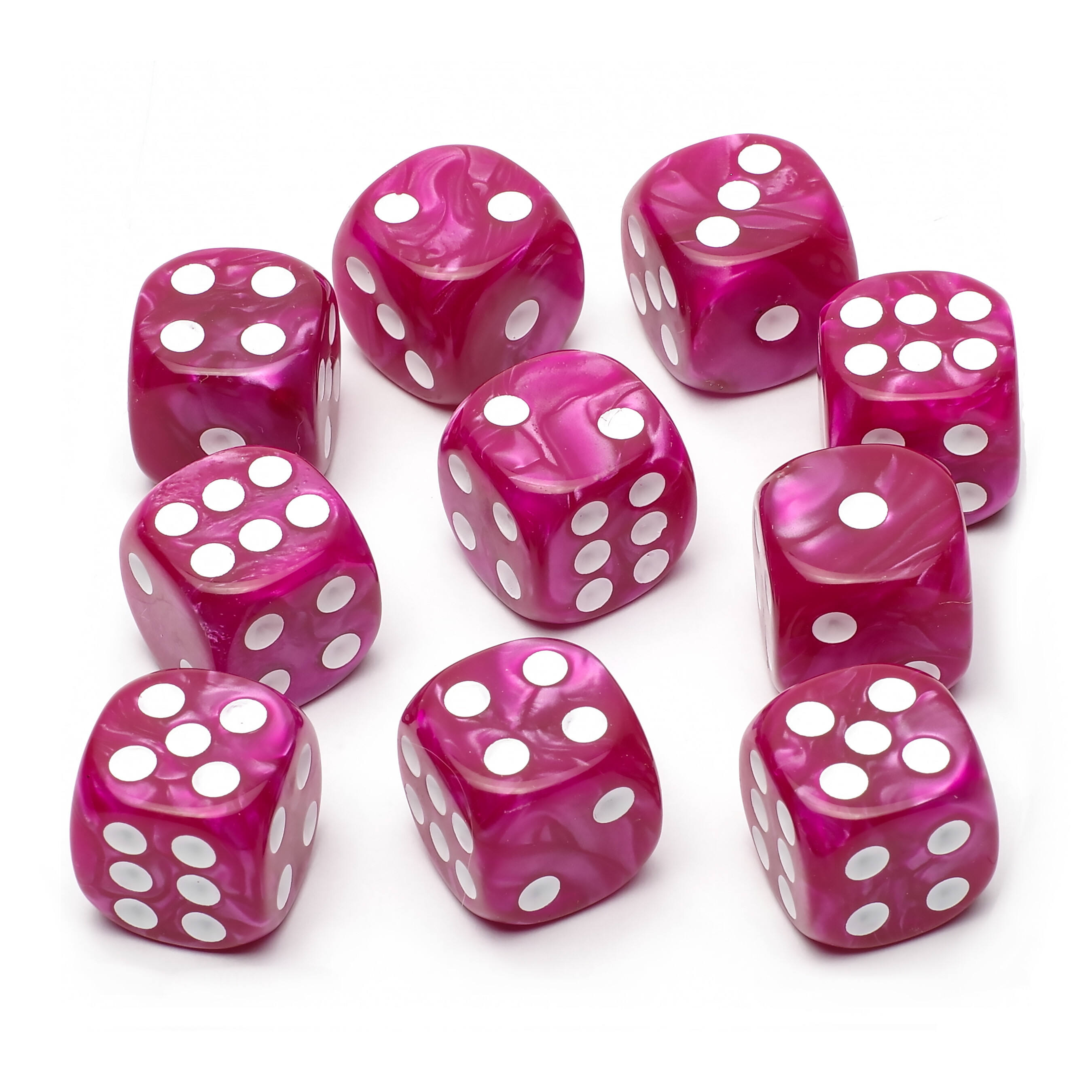Набор кубиков STUFF-PRO d6 (10 шт., 16мм, нефритовые) малиновые