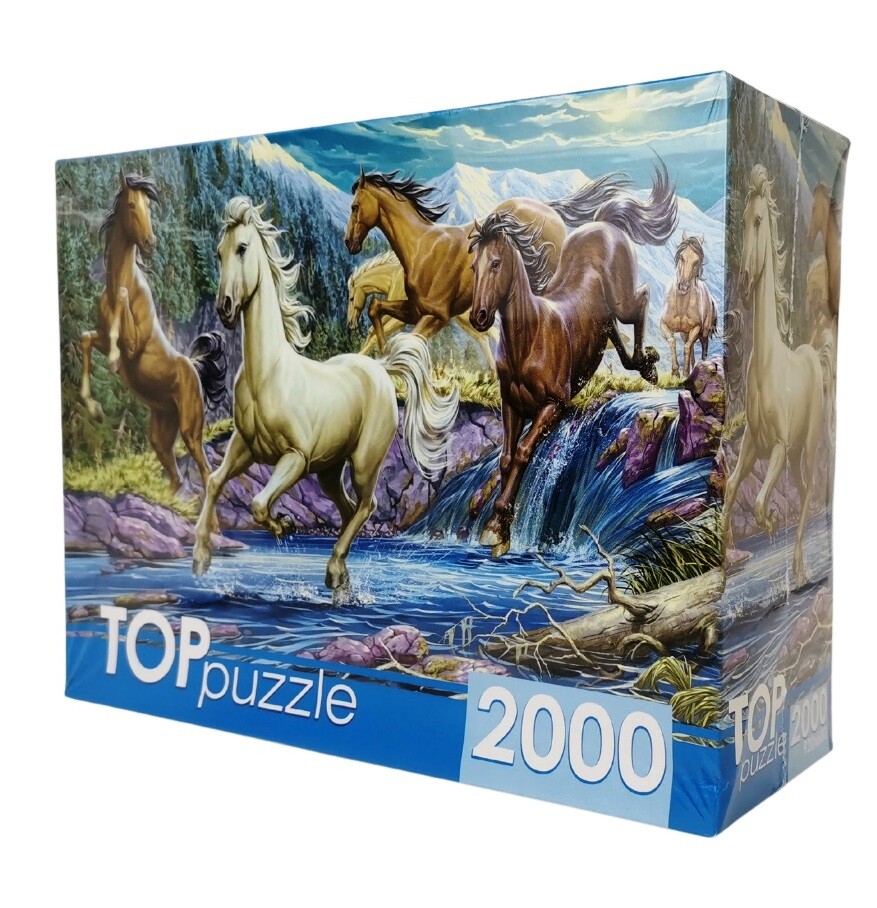 Пазл Рыжий кот  "Ночной табун лошадей" на 2000 детал.