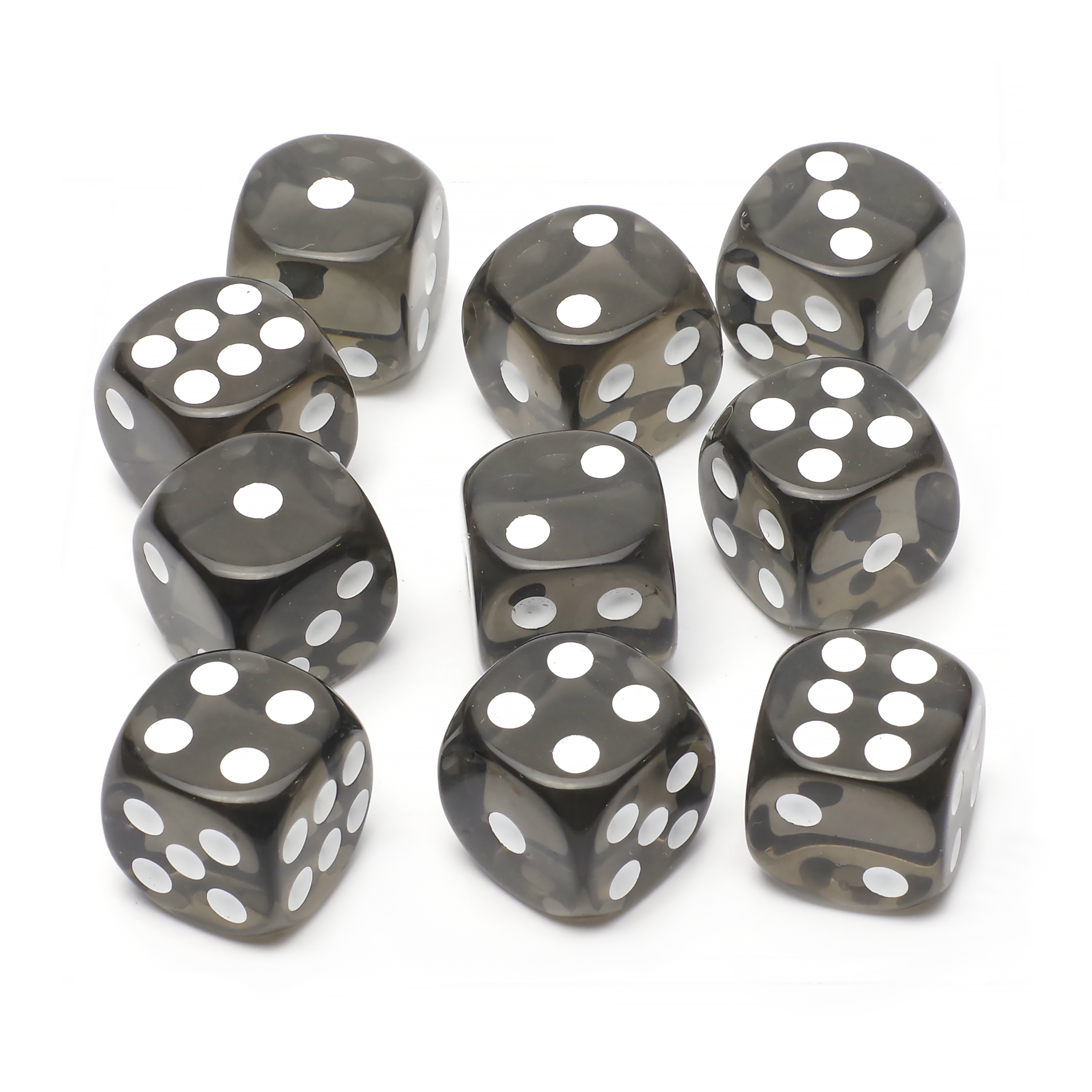 Набор кубиков STUFF-PRO d6 (10 шт., 16мм, прозрачные) серые