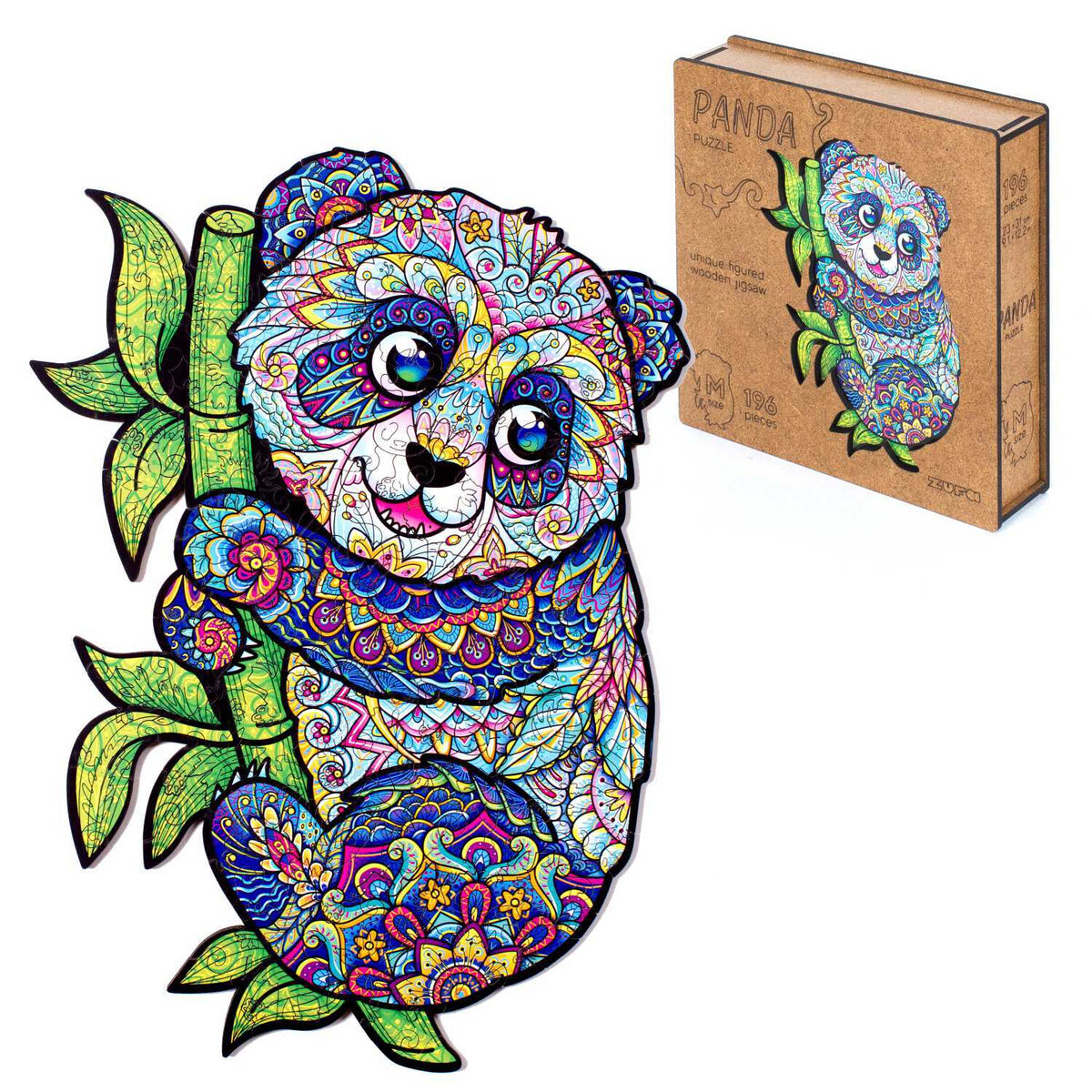 Пазл Zufa деревянный "Панда" размер М (2022) (196 деталей)