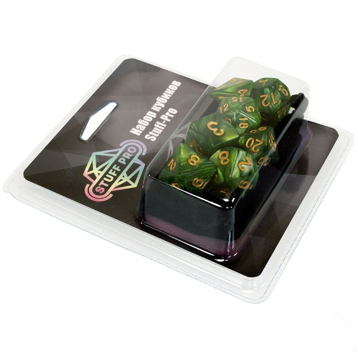 Набор кубиков Stuff-Pro (7 шт, 16 мм) нефритовый темно-зеленый