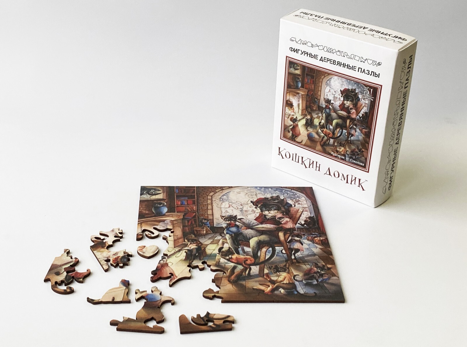 Пазл фигурный деревянный "Кошкин Домик"