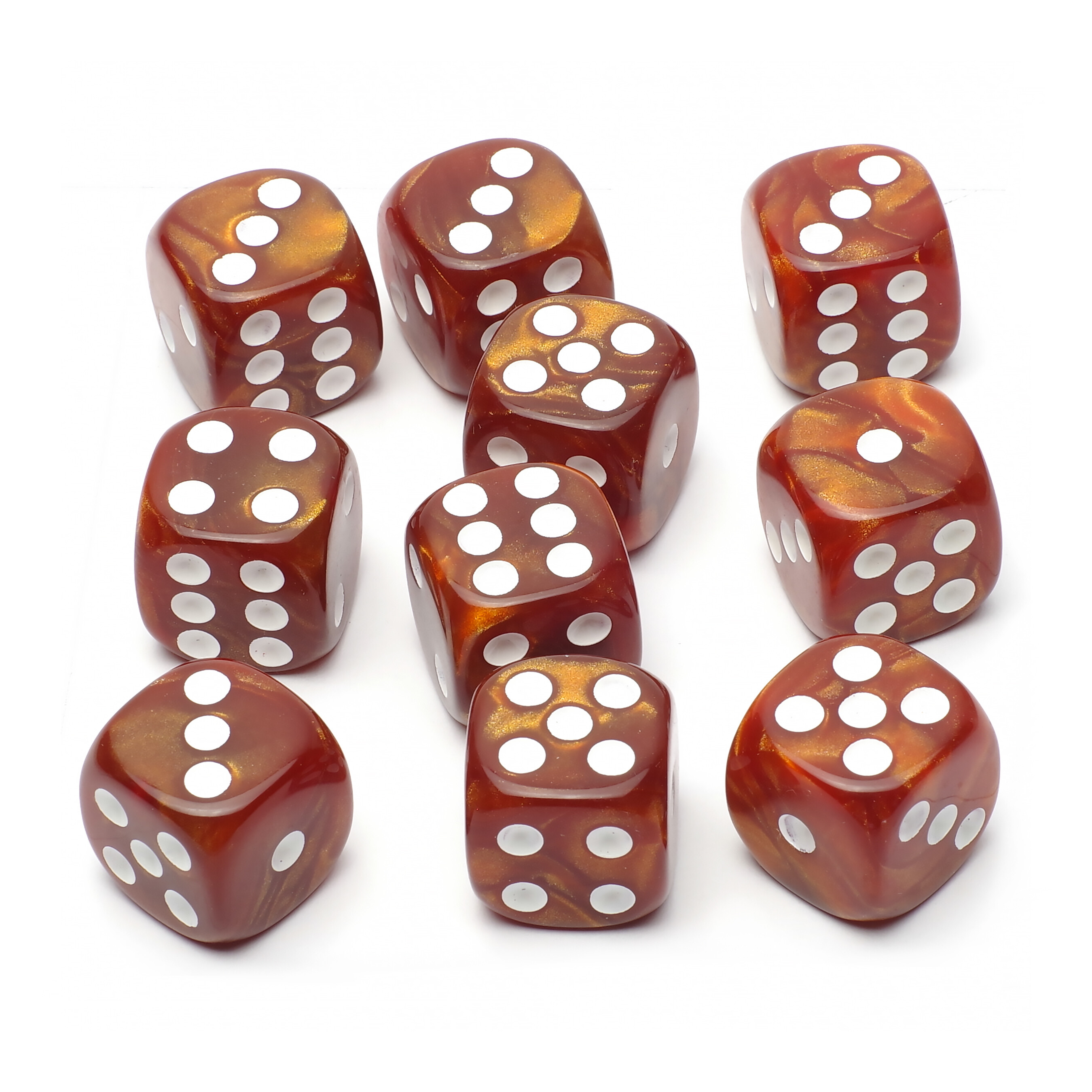 Набор кубиков STUFF-PRO d6 (10 шт., 16мм, нефритовые) кофейные