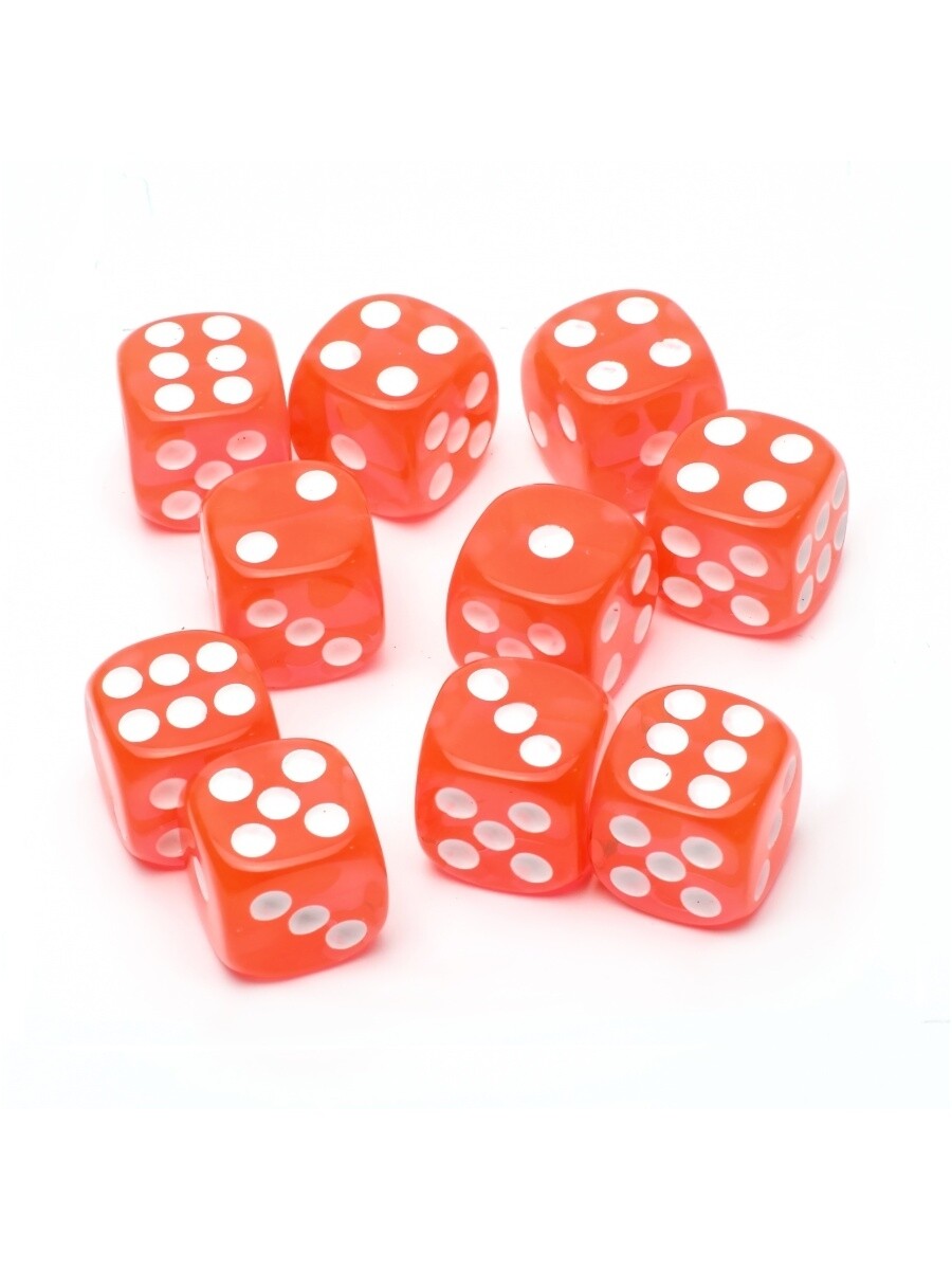 Набор кубиков STUFF-PRO d6 (10 шт., 16мм, прозрачные) оранжевые