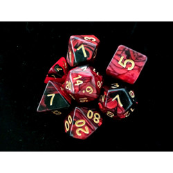 Набор кубиков для RPG 7 шт.  перламутровые красно-черные