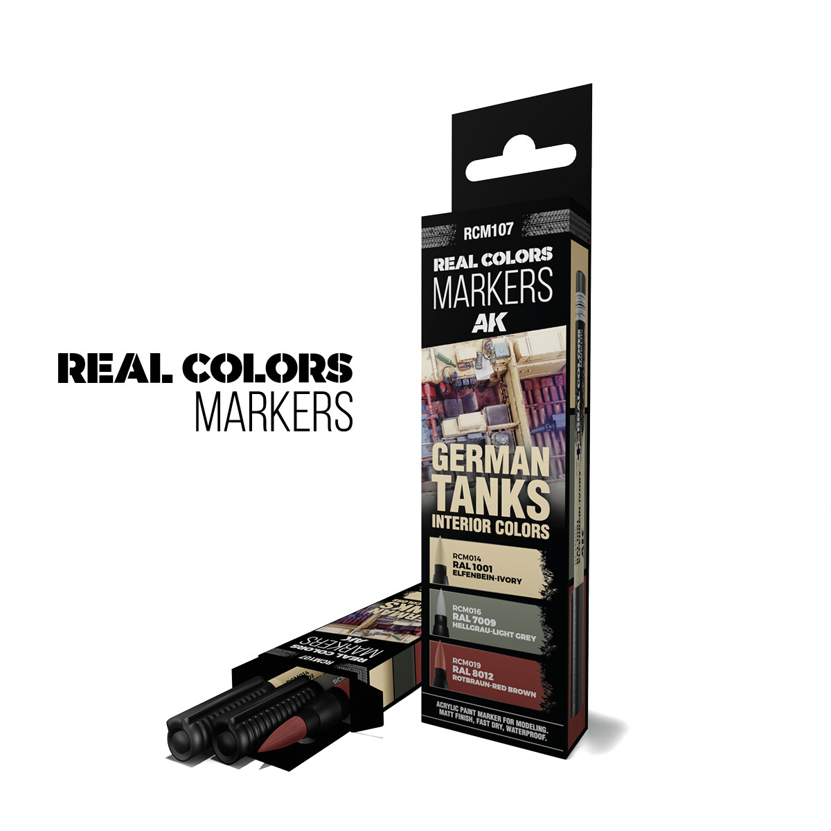 AK SET 3 REAL COLORS MARKERS GERMAN TANKS INTERIOR COLORS RCM107