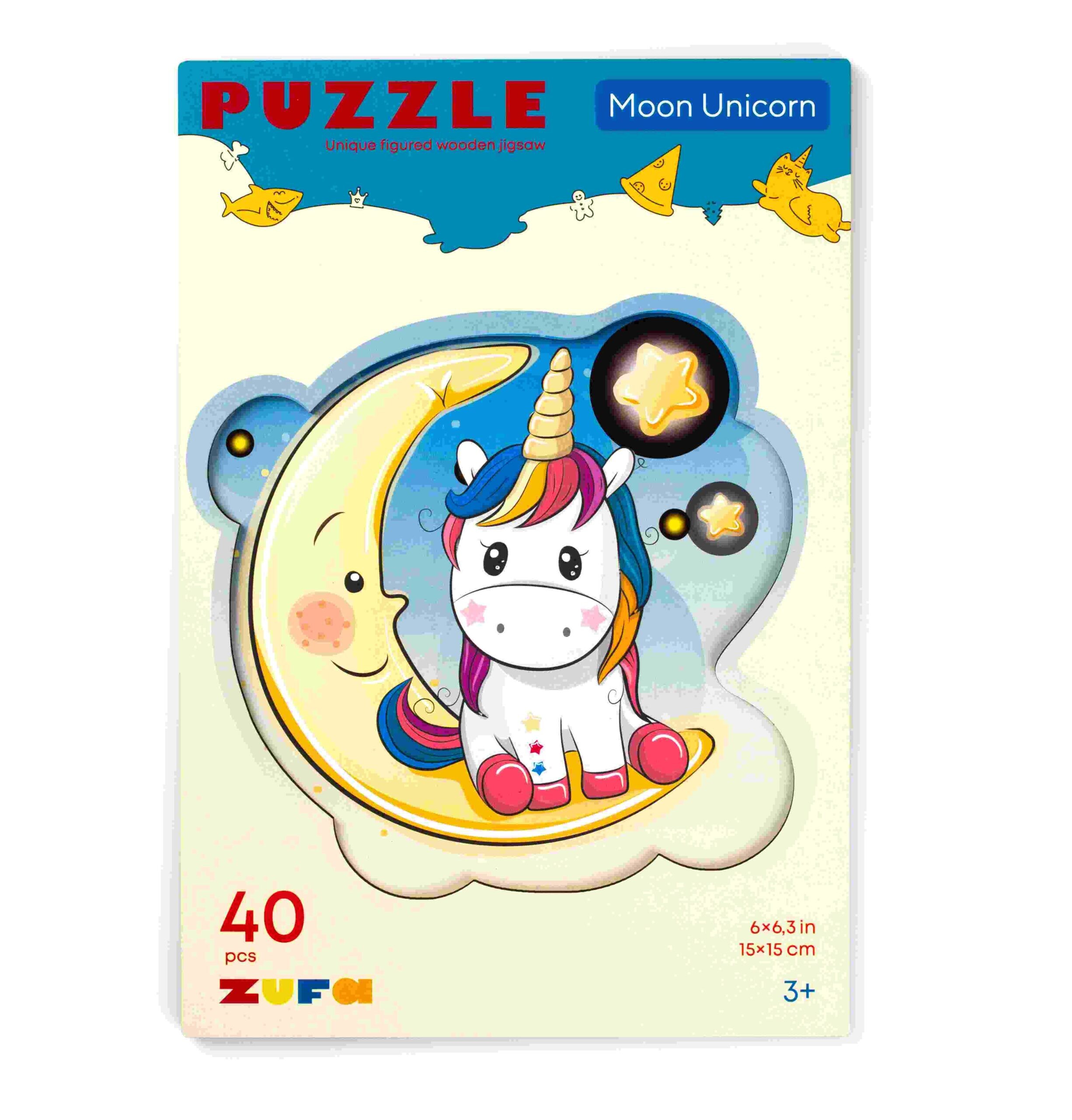 Пазл Zufa деревянный "Лунный единорог" размер S kids (40 деталей)