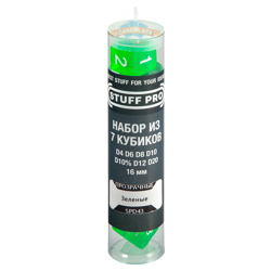 Набор кубиков STUFF PRO (7 шт, 16 мм) прозрачные зеленые