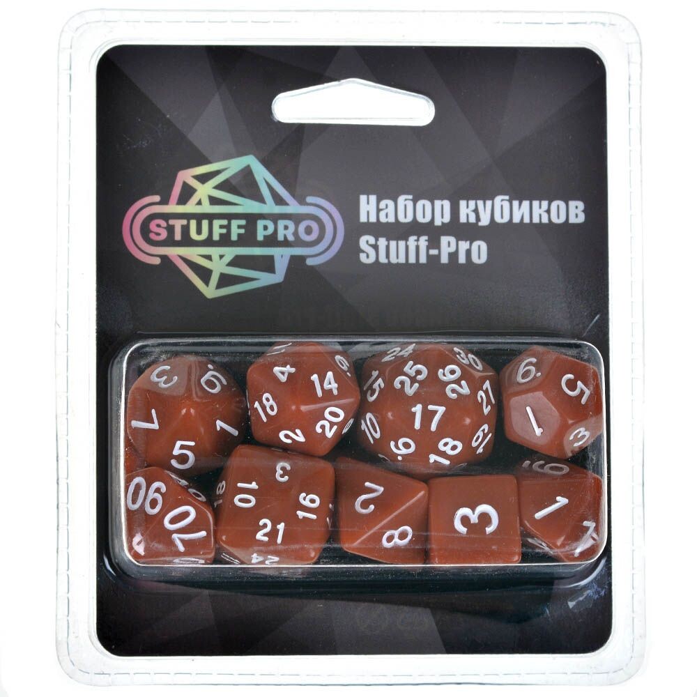 Набор кубиков STUFF PRO (10 шт, 16 мм) кофейные